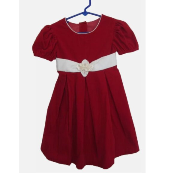 Rose Cottage Vintage Red Velvet Victorian Style Holiday Dress Size 5T - Picture 1 of 4